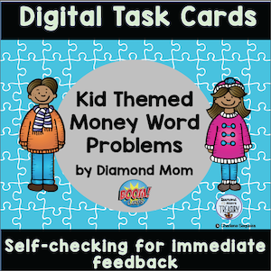 kid themed money word problems digital